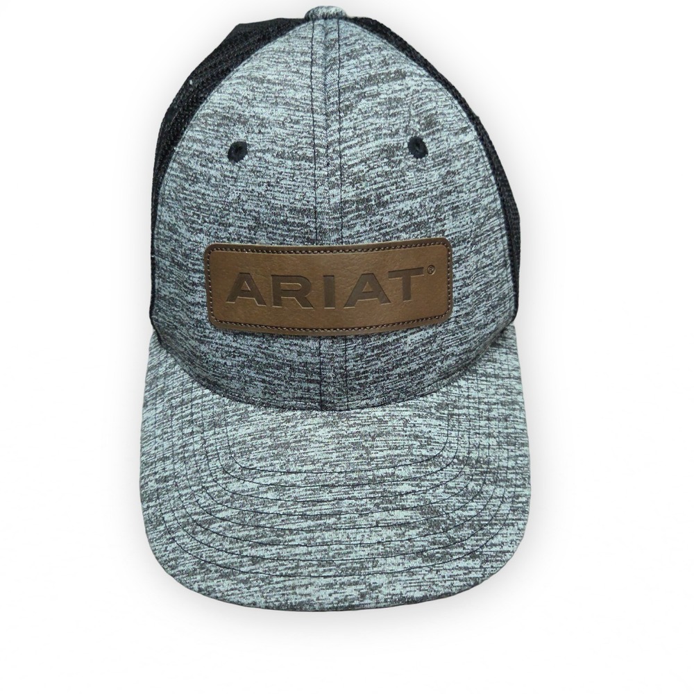 Ariat Flexfit Hat Adults L-XL Gray and Black Stretch fit Western Cowboy Country